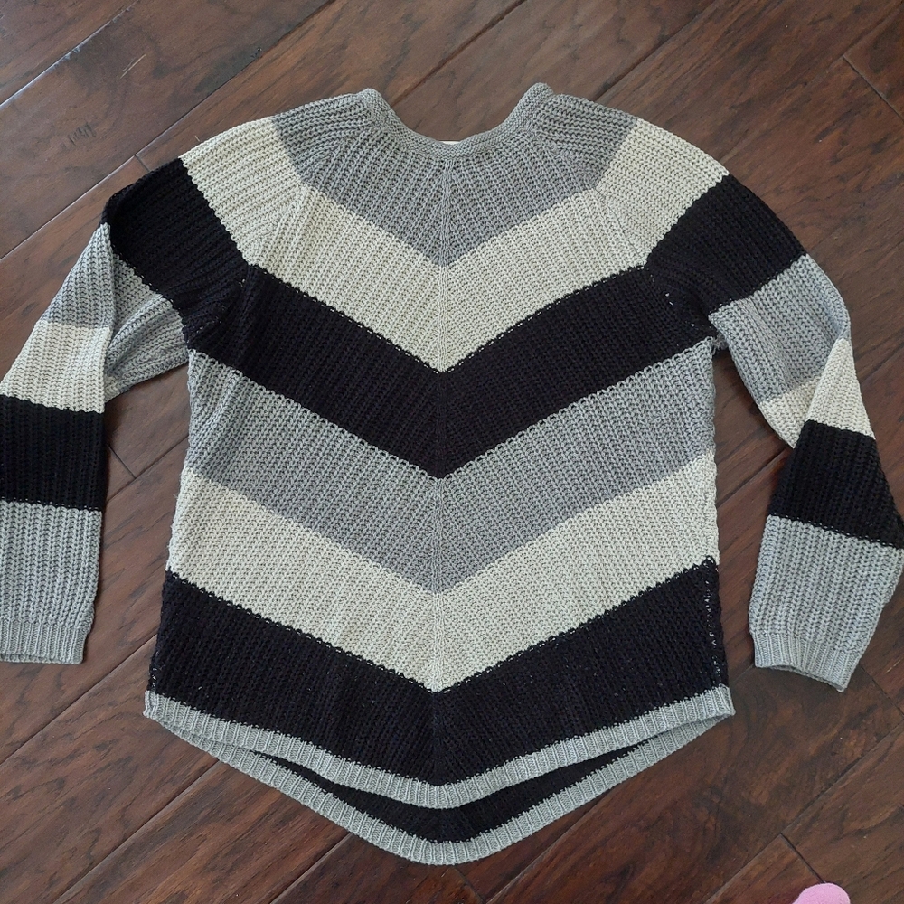 Striped Black and Gray Women's Sweater